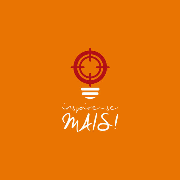 Aplicação em fundo laranja do Logotipo do projeto Inspire-se Mais