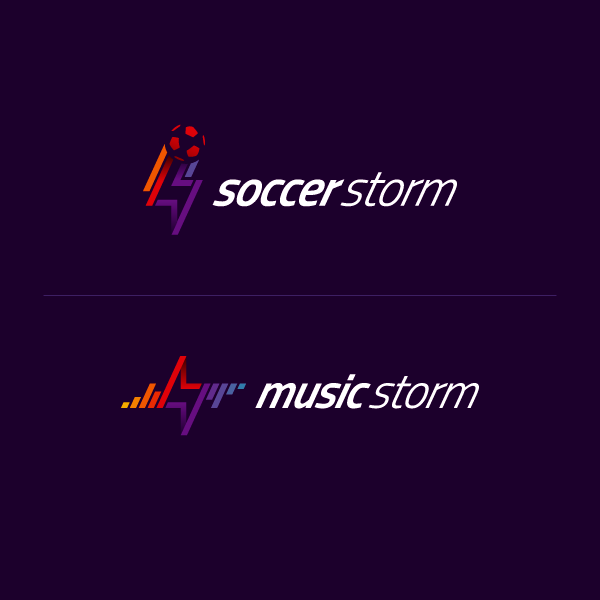 Logotipos da Music Storm e da Soccer Storm